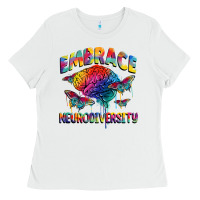 White Embrace neurodiversity Autism Ladies Tee - FaDigitalArtStudio