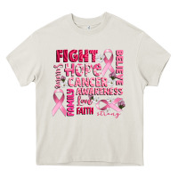 Cream cancer awareness fight believe hope survive Heavy Core Tee - CowGirlArtShop