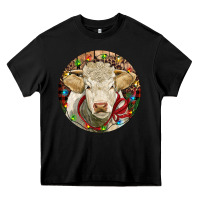 Black Charolais Heifer Christmas Heavy Core Tee - RanaPortraitStore