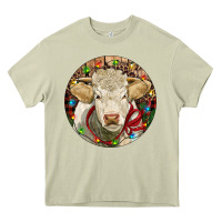 Mossy Charolais Heifer Christmas Heavy Core Tee - RanaPortraitStore