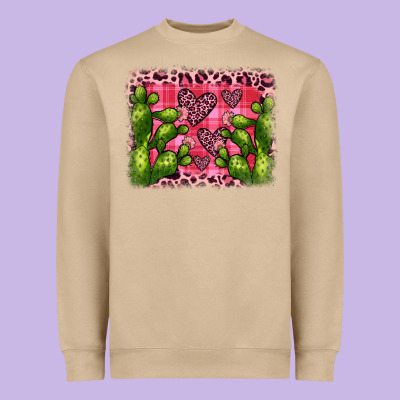 Valentine's Day Cactus Background Heavyweight Sweatshirt Designed By Jahusdesignshop