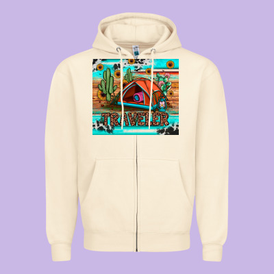 Traveler Tumbler Zipper Hoodie Designed By Jahusdesignshop