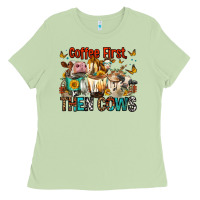 Matcha Coffee First Then Cows Ladies Tee - FaDigitalArtStudio