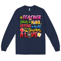 Navy a Teacher Takes a Hand Opens a mind and Touches A Long Sleeve Tee - CowhideDigitalArt