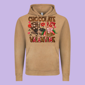Chcolate Is My Valentine Vintage Hoodie Designed By Cowhidedigitalart