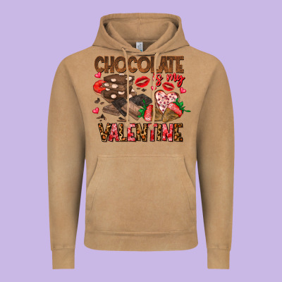 Chcolate Is My Valentine Vintage Hoodie Designed By Cowhidedigitalart