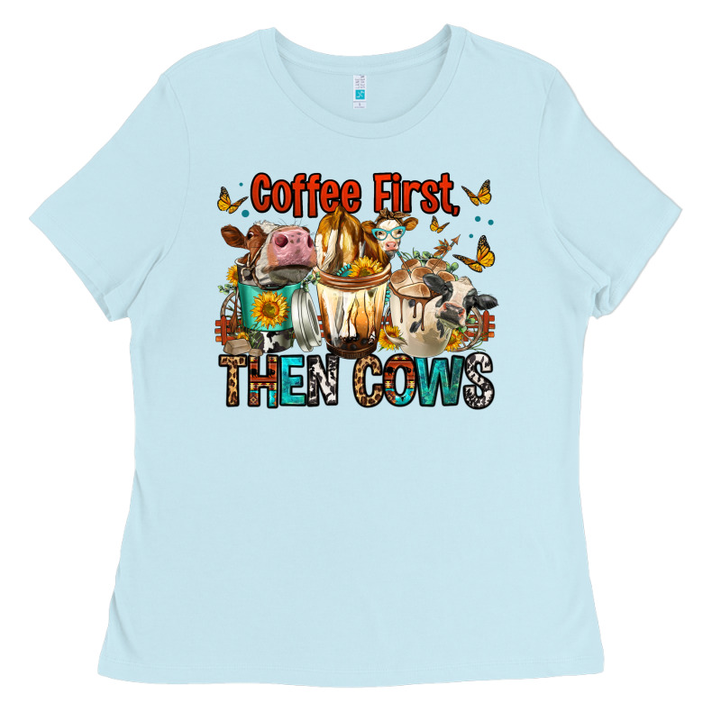 Coffee First Then Cows Ladies Tee by FaDigitalArtStudio | Teevron
