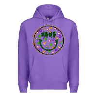 Purple st patrick s day smiley face Premium Hoodie - Artiststas