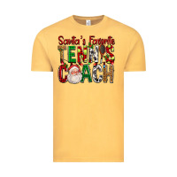 Vintage Mustard Santa's Favorite Tennis Coach For Christmas Vintage Tee - FaDigitalArtStudio