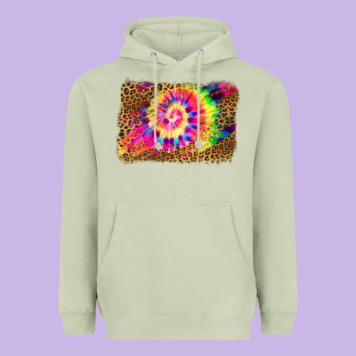 Leopard, Tie Die Backgraund Heavyweight Hoodie Designed By Jahusdesignshop