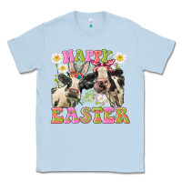 Dusty Blue Happy Easter Heifers Easter Day Classic Tee - CowGirlArtShop