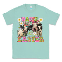 Seafoam Happy Easter Heifers Easter Day Classic Tee - CowGirlArtShop