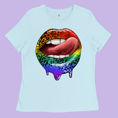 Rainbow Lips Pride Ladies Tee Designed By Fadigitalartstudio