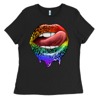 Black rainbow lips pride Ladies Tee - FaDigitalArtStudio