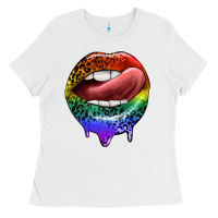 White rainbow lips pride Ladies Tee - FaDigitalArtStudio