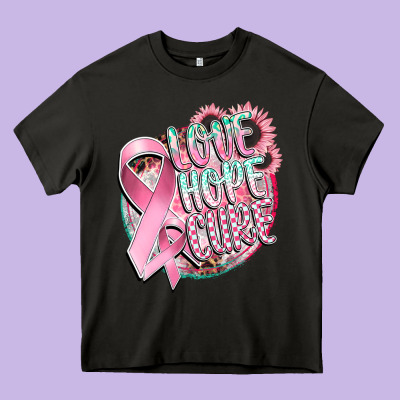 Love Hope Cure Heavy Core Tee Designed By Cowgirlartshop