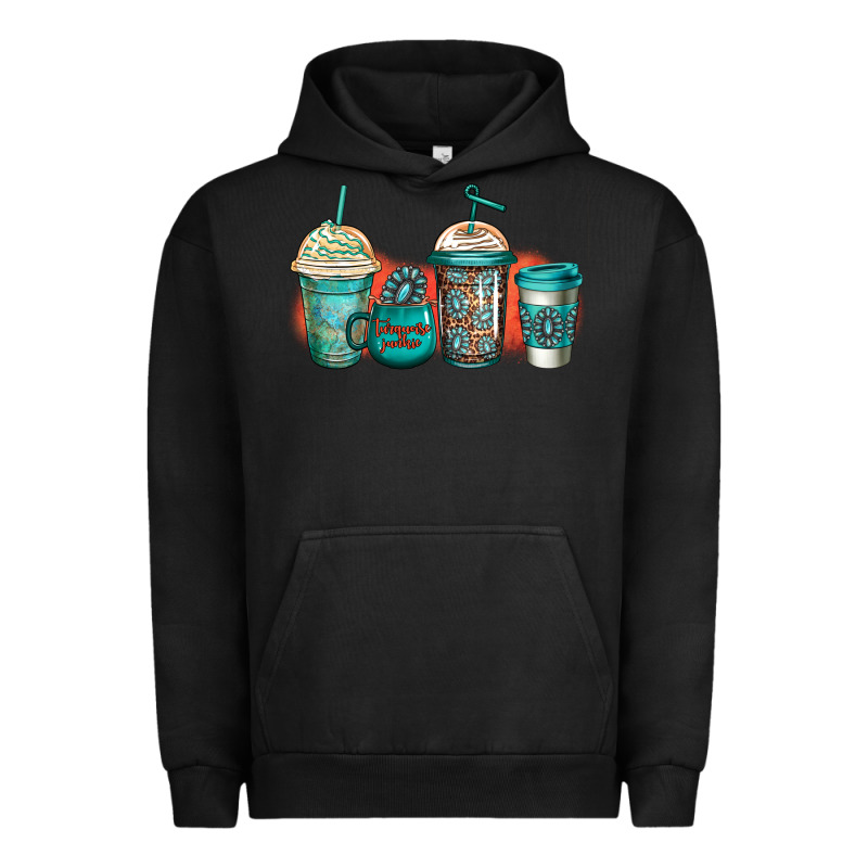 Turquoise Junkie Coffee Cups Urban Hoodie by Jasminsmagicworld | Teevron