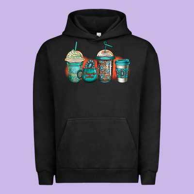 Turquoise Junkie Coffee Cups Urban Hoodie Designed By Jasminsmagicworld