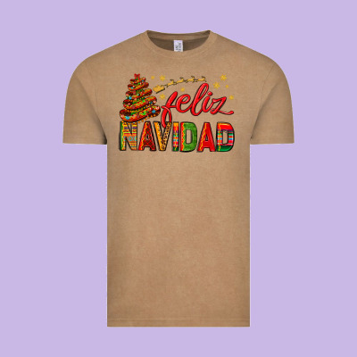 Feliz Navidad With Sombrero Tree Vintage Tee Designed By Bundleandbundleshop