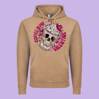 Coffee Is My Valentine Vintage Hoodie Designed By Cowhidedigitalart