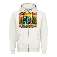 Oatmeal Heather happy camper Zipper Hoodie - JahusDesignShop