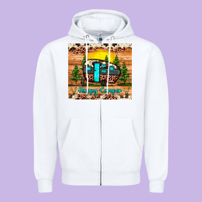 Happy Camper Zipper Hoodie Designed By Jahusdesignshop