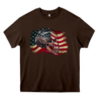 Chocolate Brown skull with american flag 4th of july Heavy Core Tee - CowGirlArtShop