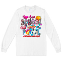White Bye Bye School Hello Pool Teacher  Squad Long Sleeve Tee - CowhideDigitalArt