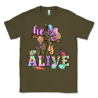 Army Green He is alive Easter Day Classic Tee - CowGirlArtShop
