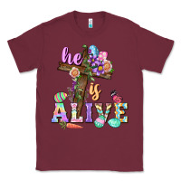 Burgundy He is alive Easter Day Classic Tee - CowGirlArtShop