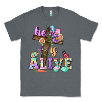 Charcoal Heather He is alive Easter Day Classic Tee - CowGirlArtShop