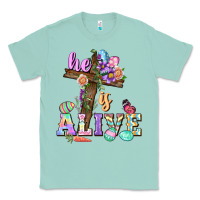 Seafoam He is alive Easter Day Classic Tee - CowGirlArtShop