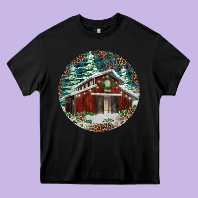Barn Christmas Heavy Core Tee Designed By Ranaportraitstore