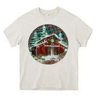 Cream Barn Christmas Heavy Core Tee - RanaPortraitStore