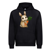Black Happy Easter With Bunny And Carrot Urban Hoodie - RanaPortraitStore