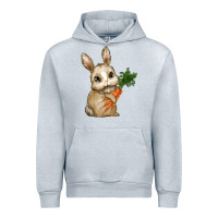 Heather Grey Happy Easter With Bunny And Carrot Urban Hoodie - RanaPortraitStore