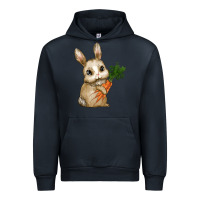 Navy Happy Easter With Bunny And Carrot Urban Hoodie - RanaPortraitStore