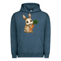 Pigment Midnight Navy Happy Easter With Bunny And Carrot Urban Hoodie - RanaPortraitStore