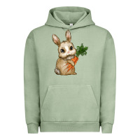 Pigment Oil Green Happy Easter With Bunny And Carrot Urban Hoodie - RanaPortraitStore