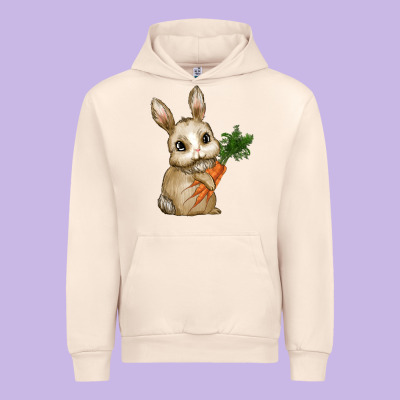 Happy Easter With Bunny And Carrot Urban Hoodie Designed By Ranaportraitstore