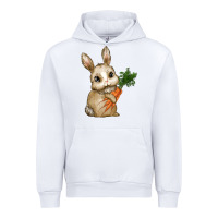 White Happy Easter With Bunny And Carrot Urban Hoodie - RanaPortraitStore