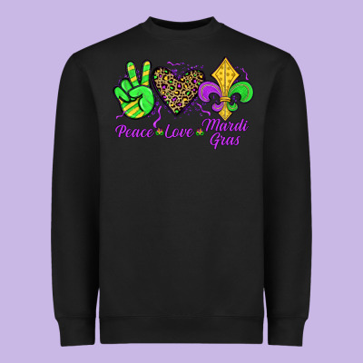 Peace Love Mardi Gras Heavyweight Sweatshirt Designed By Jahusdesignshop