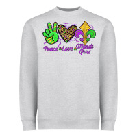 Heather Grey peace love mardi gras Heavyweight Sweatshirt - JahusDesignShop