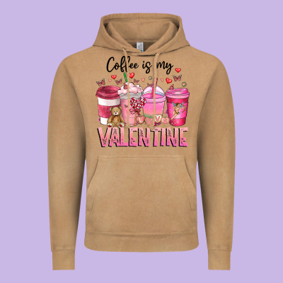 Coffee Is My Valentine Vintage Hoodie Designed By Cowhidedigitalart