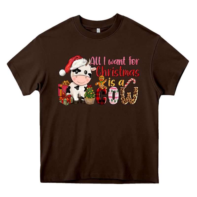 All Want For Christmas Is A Cow Heavy Core Tee by CowGirlArtShop | Teevron