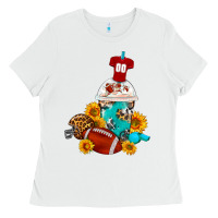 White Football Frappe Coffee Ladies Tee - FaDigitalArtStudio