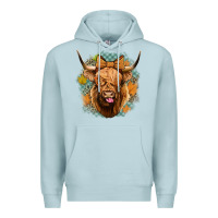 Blue Mist fall highland cow Premium Hoodie - Jasminsmagicworld