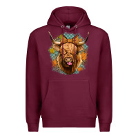 Burgundy fall highland cow Premium Hoodie - Jasminsmagicworld