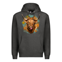 Charcoal Heather fall highland cow Premium Hoodie - Jasminsmagicworld