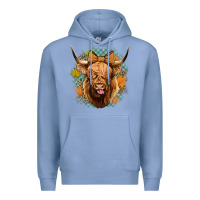 Colony Blue fall highland cow Premium Hoodie - Jasminsmagicworld